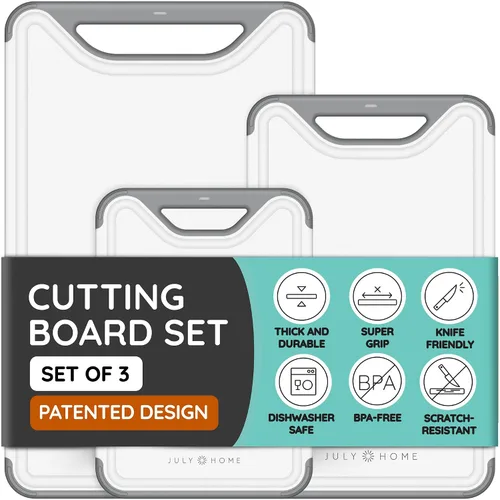 Vista 14 de Serveware Accessories Tablas de cortar para cocina, tabla de cortar de plástico, tabla de cortar apta para lavavajillas con ranuras para jugos