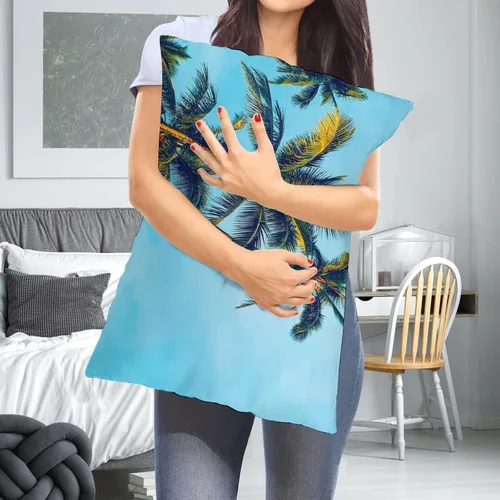 Vista 6 de Protector de almohada de playa con palmeras tropicales de 16 x 14 pulgadas, palmeras de playa, paisaje marino costero, decorativo, rectangular