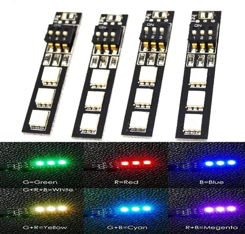 Vista 4 de ShareGoo - Tira de luz nocturna LED RGB de 7 colores 5V 5050 con interruptor DIP para QAV250 FPV 210 ZMR250 F450 F550 Quadcopter..