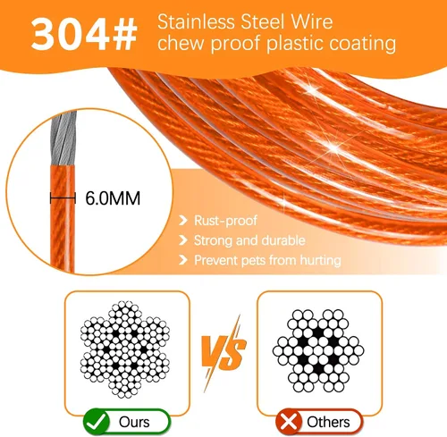 Vista 2 de Correa de cable resistente para perros grandes Reflective Dog Leads for Yard 10/15/20/30/50Ft Outdoor Dog Runner Tether Chain for Outside Camping