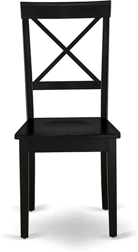 Vista 5 de East West Furniture DUBO5-BLK-W - Juego de mesa de comedor moderno de 5 piezas, incluye una mesa rectangular de madera y 4 sillas de comedor, 36 x