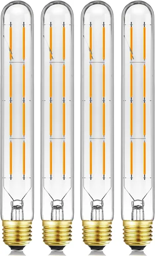 Vista 14 de Leools Bombillas de tubo LED, bombilla tubular de filamento LED T10 estilo Edison, bombilla LED antigua regulable de 12 W, base E26, vidrio Blanco