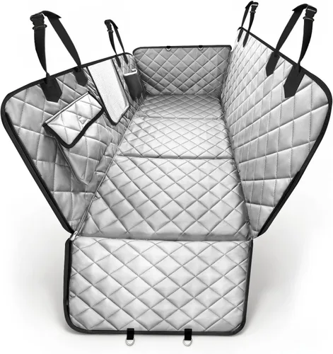 Vista 8 de IJVAE Funda de asiento para perro para asiento trasero, extensor de asiento trasero duro con capacidad para 500 libras, hamaca impermeable y Negro