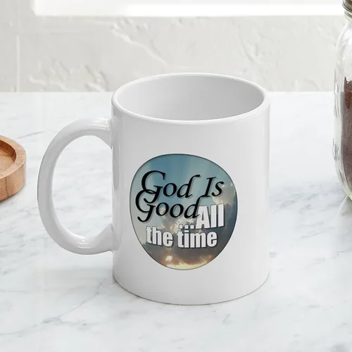 Vista 3 de CafePress Taza de café de cerámica de 11 oz (11.0 fl oz) con texto en inglés "God Is Good