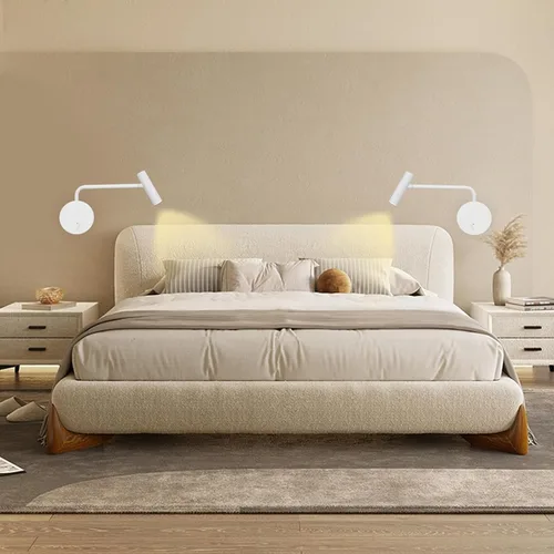 Vista 6 de ZEROUNO Lámpara de lectura montada en la pared para dormitorio, aplique cableado con interruptor de encendido/apagado, moderna lámpara de pared