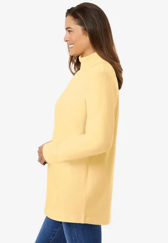 Vista 4 de Camisa algodón, cuello de tortuga, talla grande, Perfecta, para mujer. Banana
