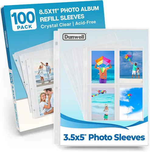 Vista 10 de Dunwell - Fundas para fotos para carpeta de 3 anillas, (3.5x5, paquete de 10) para 80 fotos, cada página de foto contiene 8 fotos o 4 paquetes