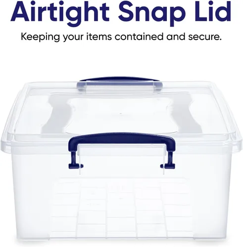 Vista 4 de Superio Contenedores de almacenamiento con tapas, recipientes de plástico transparente para organizar, bolsas apilables, sin BPA, sin olor, cajas