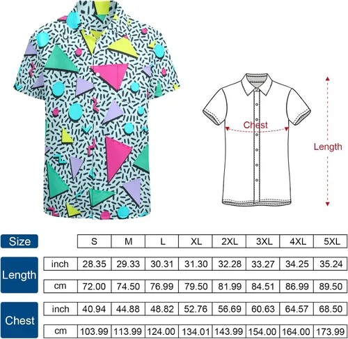 Vista 4 de Artsadd Camisa hawaiana de los años 80 y 90 para hombre camisa de manga corta con botones grandes y altos camisas de playa Aloha trajes de fiesta