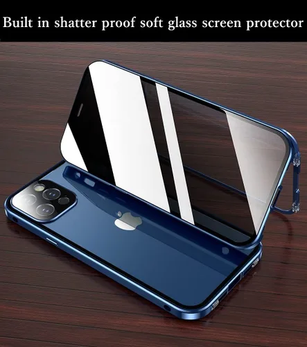 Vista 4 de Funda antiespía compatible con iPhone 12 Pro con protector de lente de cámara, pantalla de privacidad, cubierta de vidrio de aleación de aluminio