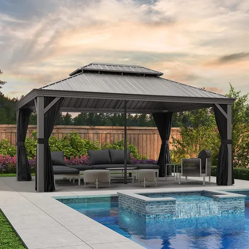 Vista 18 de PURPLE LEAF - Gazebo para exteriores de 10 x 12 pies, con sistema de drenaje