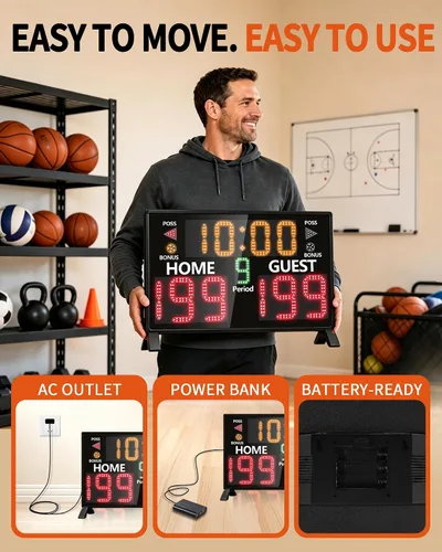 Vista 6 de LUCKY TIME Double-Sided Pro Basketball Scoreboard with Buzzer