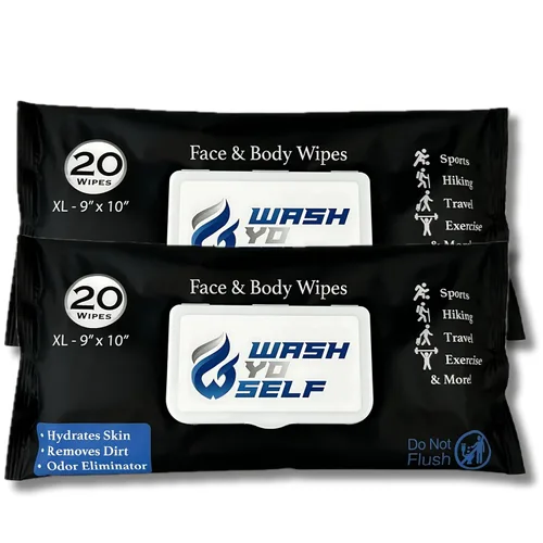 Vista 11 de Wash Yo Self Body Wipes - Toallitas húmedas desechables empaquetadas individualmente para niños y adultos, paquete de 40