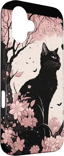 Vista 3 de Cute Pink Japanese Cherry Blossom Cat Aesthetic Case for iPhone 16