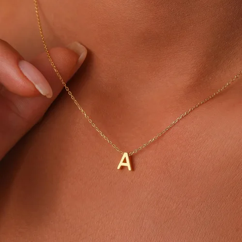 Vista 3 de Collares con Iniciales para Mujer, Collar de Letra de Oro de 14k Chapado en Oro Delicado, Collar Pequeño con Colgante de Inicial, Collar de A1