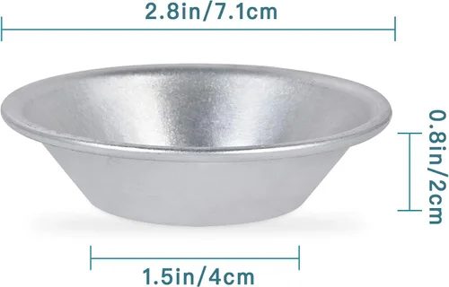 Vista 2 de Paquete de 25 moldes de aluminio para tarta de huevos, moldes de postre, antiadherentes y reutilizables
