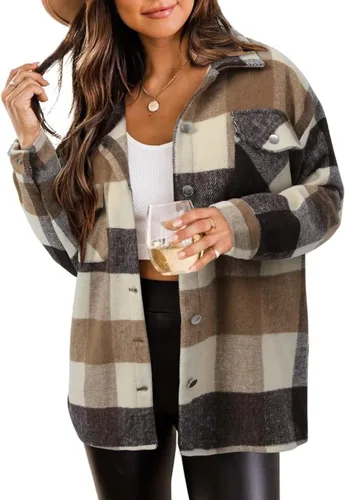 Vista 43 de ZOLUCKY Chaqueta de manga larga con botones para mujer, talla grande, blusas