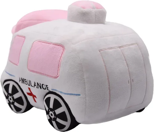 Vista 4 de Juguete de Carro de Ambulancia de Peluche Suave Camión Blanco Súper Lindo Peluche Excelentes Regalos para Niños o Fiesta de Cumpleaños 10.6 Pulgadas