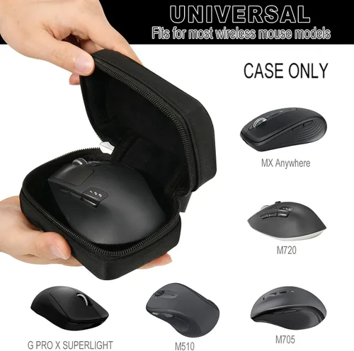 Vista 2 de Funda para mouse compatible con Logitech MX Anywhere 3S/2S Advance, bolsa de almacenamiento universal de viaje para M720 Triathlon/M705