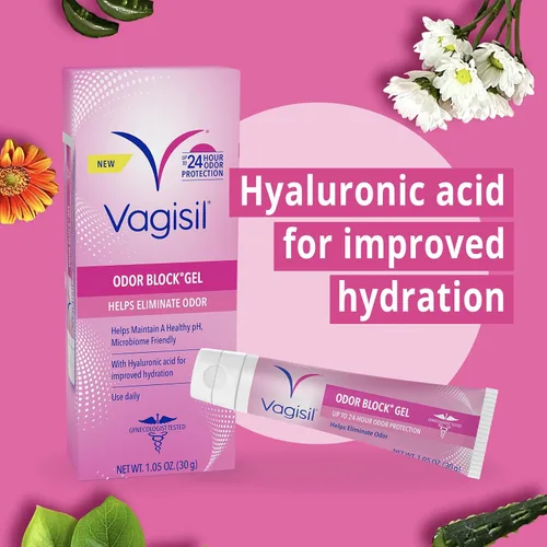 Vista 5 de Vagisil Gel bloqueador de olores con ácido hialurónico para la salud vaginal, probado por ginecólogos, hipoalergénico, 1.05 onzas (paquete de 1)