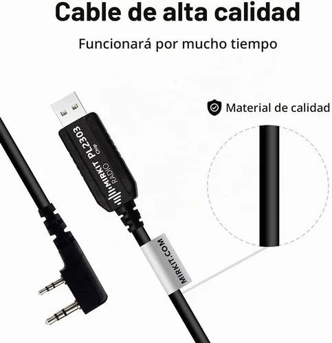 Vista 6 de MIRKIT Cable de programación USB modelo básico PL2303 Chip para radios portátiles Baofeng de dos vías: UV-5R, 5RA, 5R Plus, 5RE, bf F8HP, UV3R Plus