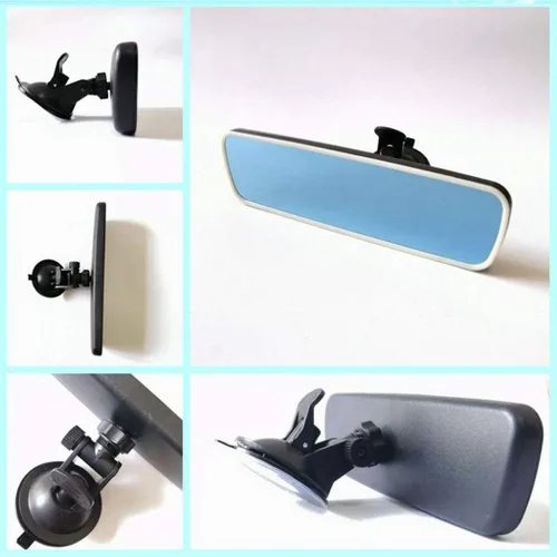 Vista 2 de Espejo retrovisor, espejo HD antirreflejo de 9.56 pulgadas, espejo retrovisor universal para interior del automóvil con ventosa ajustable y diseño