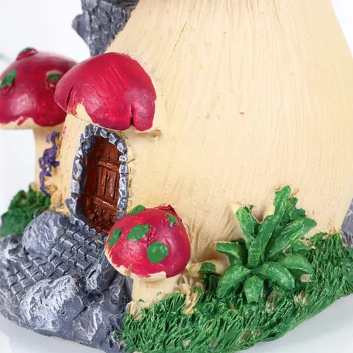 Vista 2 de Happyyami Decoración de plantas de casa de hongos en miniatura, figuras de hadas, estatua de hongos, adorno de estatua de hongo, adorno de bricolaje