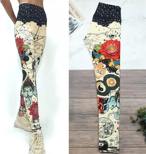Vista 2 de EKRPN Leggings suaves de yoga para mujer, pantalones de yoga de cintura alta, pantalones de loto, elásticos en forma de cuerpo, pantalones