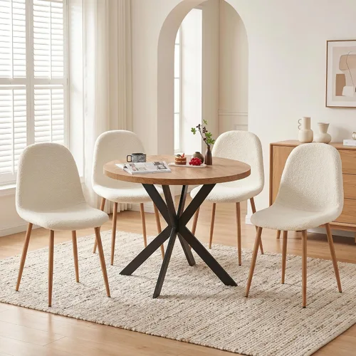 Vista 8 de Howtek Juego de mesa de comedor de 5 piezas, mesa de comedor rectangular moderna con 4 sillas de comedor de terciopelo, juego de mesa de cocina que