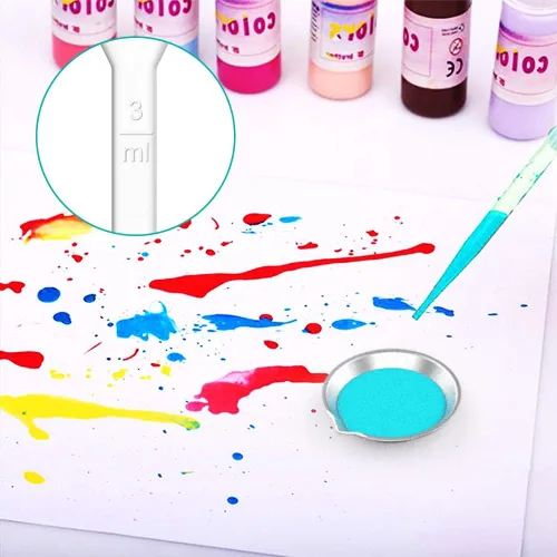 Vista 7 de DIYESMART 36 paletas de bandejas de pintura, 2 agitadores de pintura y 2 cuentagotas, ideales para mezclar pintura de aerógrafo, pintura