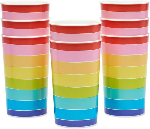 Vista 2 de American Greetings Suministros para fiestas de arcoíris, tazas de 22 onzas (8 unidades)