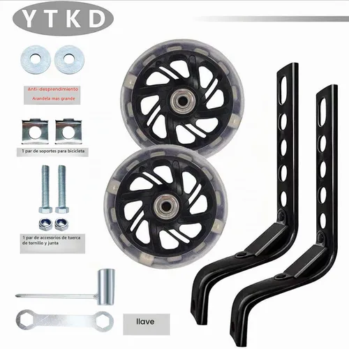 Vista 3 de Ruedas de entrenamiento para bicicleta compatibles con bicicletas de 12, 14, 16, 18, 20 pulgadas, rueda de silencio flash (negro) Thickened safety