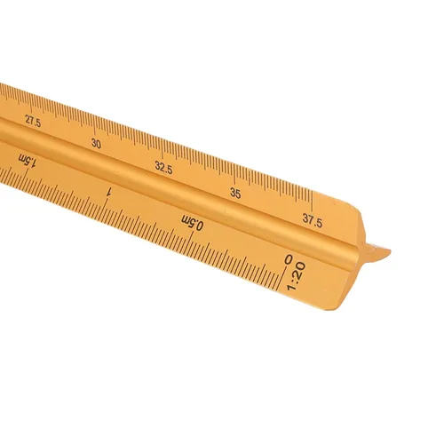 Vista 6 de Sonew Engineer Scale Aluminum Triangular Scale Ruler with :20 :25 :50 :75 Gold