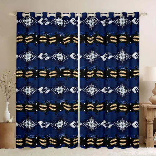 Vista 40 de Cortinas opacas de estilo bohemio occidental de 76 x 45 pulgadas, cortinas y cortinas de atrapasueños de vaca, cortinas del suroeste, cortinas