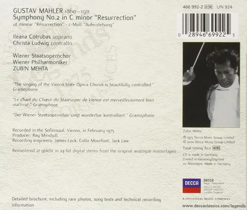 Vista 2 de Mahler Symphony No. 2 Mehta, Vienna Philharmonic Orchestra