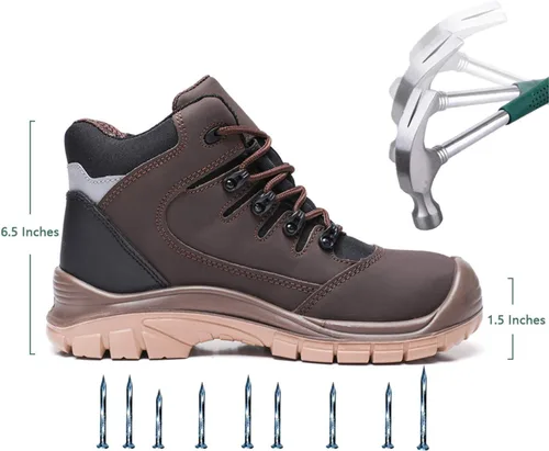 Vista 5 de DRKA Botas de trabajo con punta de acero para hombre resistentes al agua