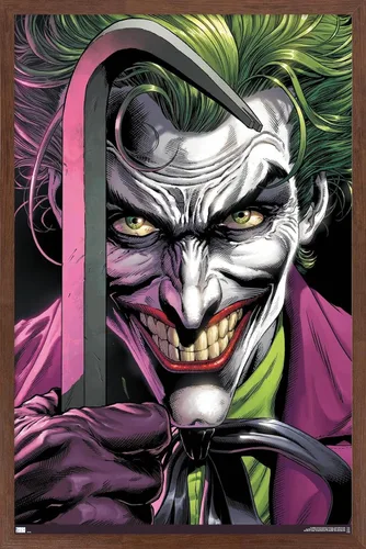 Vista 16 de Trends International DC Comics The Joker - Póster de pared con barra de palanca, 22.4 pulgadas de largo x 14.7 W, versión enmarcada de madera
