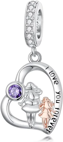 Vista 201 de PROESS Dije para padre, madre e hija, pulsera de plata de ley para pulseras, regalos de cumpleaños, día de San Valentín, para hija, madre, amante