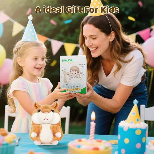 Vista 5 de SANJOIN Juguetes para niños pequeños, hámster parlante repite lo que dices para niños y niñas, animales de peluche, juguete sensorial interactivo