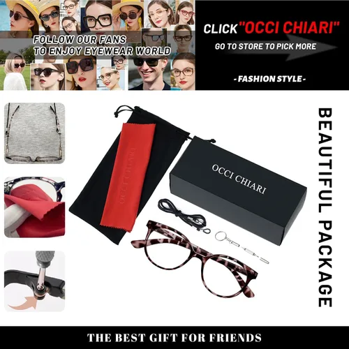 Vista 6 de OCCI CHIARI Gafas de Lectura Estrechas para Mujeres Lindas y Coloridas para Cara Pequeña (Tortuga 1.0+) 1.0 1.25 1.5 1.75 2.0 2.25 2.5 2.75 3.0 3.5