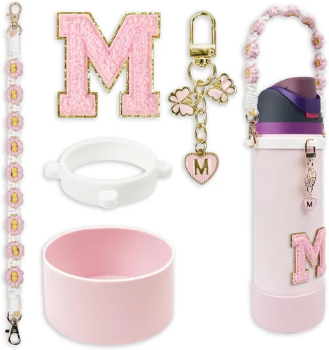Vista 82 de SITKOL Juego de Monogramas Bonitos de Silicona Compatible con Botella de Agua Owala 24 oz, 32 oz, 40 oz - Accesorios Perfectos con la Letra Owala