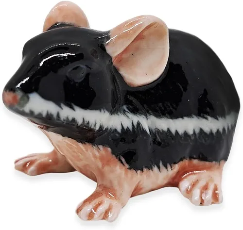 Vista 16 de WitnyStore Pequeña figura de ratón negro de 1¾ pulgadas de largo, hecha a mano, hecha a mano, de cerámica, rata, roedor, animales, porcelana