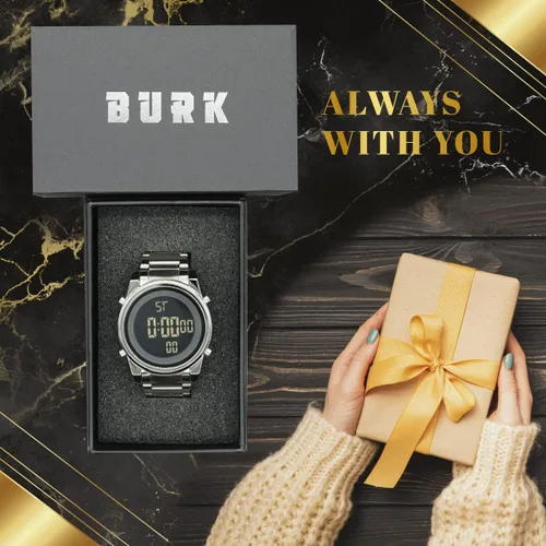 Vista 3 de BURK 1611 Relojes para hombre unisex para mujer reloj digital de moda de acero inoxidable impermeable reloj de pulsera de lujo