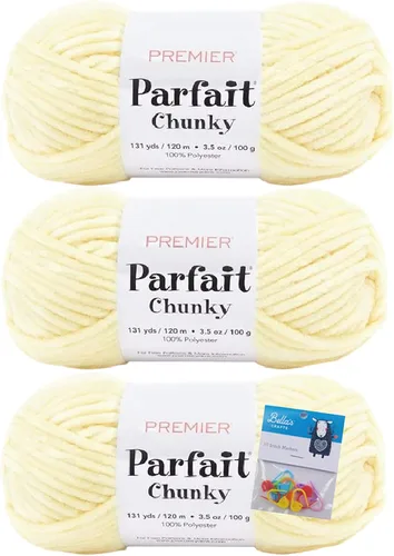 Vista 13 de Premier Yarns Parfait - Ovillo de felpilla grueso, 3.5 onzas, 6 unidades, peso súper voluminoso, paquete de 3 unidades con marcadores de puntada