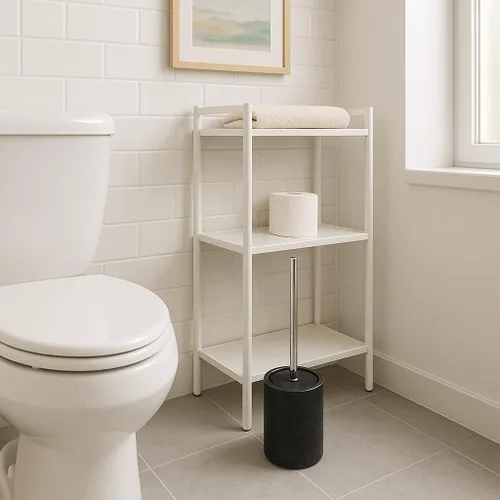 Vista 8 de Creative Home Juego de cepillo y soporte para bola de inodoro de mármol negro natural con funda de silicona, cepillo compacto de almacenamiento