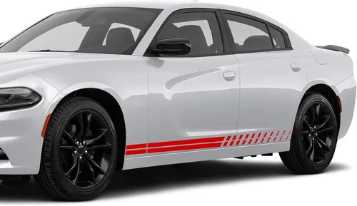 Vista 7 de Calcomanías de vinilo con gráficos de rayas laterales compatibles con Dodge Charger (negro)