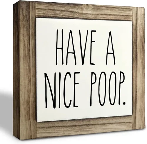 Vista 15 de Divertida Placa de Madera para Baño, So Fresh So Clean, Placas de Madera Box Decoración de Escritorio 5.9×5.9×0.7 pulgadas, Letreros Pequeños