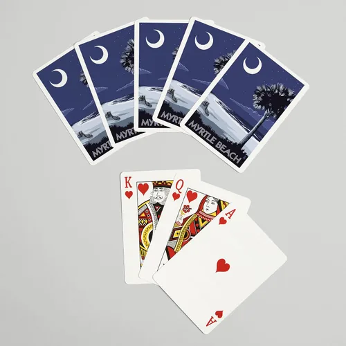 Vista 7 de Lantern Press Myrtle Beach, Carolina del Sur, Palmetto Moon (52 cartas de juego, baraja de cartas de tamaño póquer con comodines)