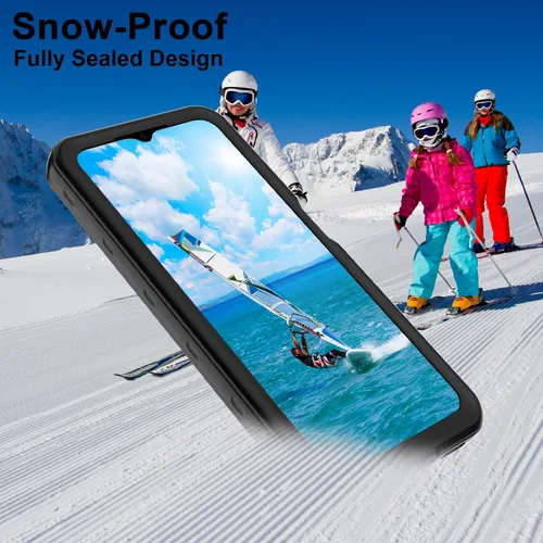Vista 6 de Funda impermeable para teléfono Samsung Galaxy A14 5G, protector de pantalla con correa, protector de cuerpo completo, resistente a prueba de golpes