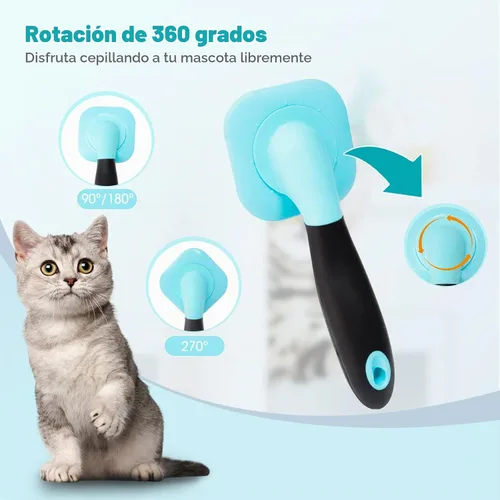 Vista 3 de Cepillo Slicker, cepillo para perros con pinzas de limpieza suave para eliminar el pelo suelto, cepillo para perros pequeños, cachorros, yorkies